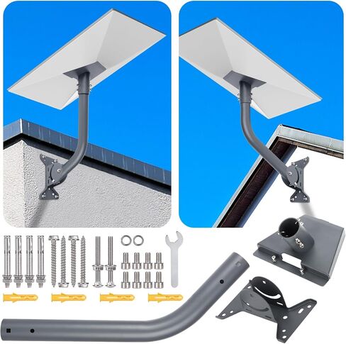 حامل Starlink Gen 3 قابل للتعديل، طقم تثبيت على الحائط Starlink Pole Mount V3، دعامة تثبيت Starlink مع محول قطب لمجموعة Starlink Internet Kit، رمادي in Saudi Arabia