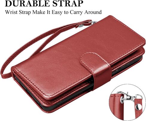 Takfox Wallet Case for Motorola Moto G Stylus 2023 5G, for Moto G Stylus 2023 Case, PU Leather Credit Card Holder Slots Case Folio Flip Detachable Magnetic Cover Kickstand & Carrying Strap, Wine Red in Saudi Arabia