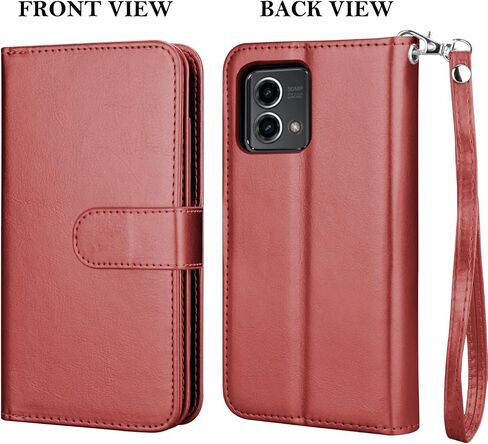 Takfox Wallet Case for Motorola Moto G Stylus 2023 5G, for Moto G Stylus 2023 Case, PU Leather Credit Card Holder Slots Case Folio Flip Detachable Magnetic Cover Kickstand & Carrying Strap, Wine Red in Saudi Arabia