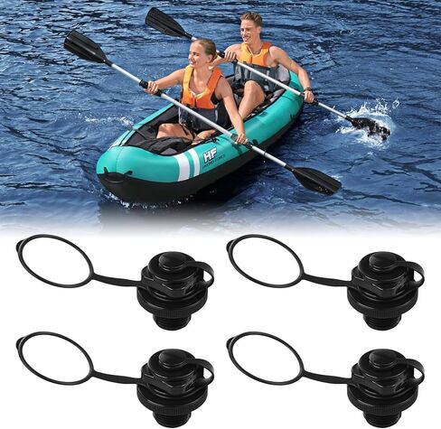 Flylin نفخ قارب الهواء صمام، 4 قطع اتجاه واحد التضخم قارب دوامة سدادات الهواء كاياك استبدال صمام الهواء للمطاط زورق طوف بركة الهواء قارب in Kuwait