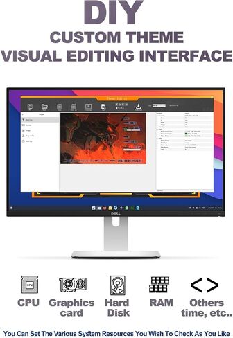 5" LCD IPS Computer Temp Monitor w/DIY Dynamic Theme Supported, Pc Temperature Display Sensor Panel for PC Computer Case, Type-C USB Mini Secondary Screen CPU RAM HDD Data Monitor (White) in Saudi Arabia