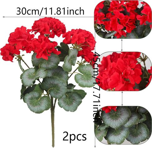 2 Pcs Artificial Flowers Geranium Bush Artificial Flowers Begonia Pink Silk Geranium Flowers for Outdoors Artificial Geraniums Bundles for Planter Indoor Garden Home Decoration Wedding in Saudi Arabia