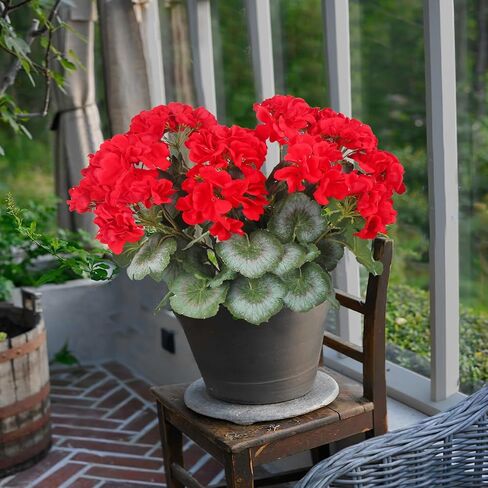 2 Pcs Artificial Flowers Geranium Bush Artificial Flowers Begonia Pink Silk Geranium Flowers for Outdoors Artificial Geraniums Bundles for Planter Indoor Garden Home Decoration Wedding in Saudi Arabia