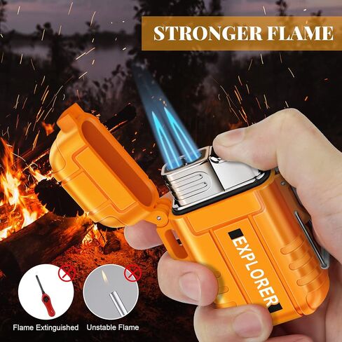 SAMNIU Torch Lighter, Double Jet Flame, Waterproof, Windproof, Refillable Butane Gas Lighters for Survival, Camping, Hiking, Grill in Kuwait