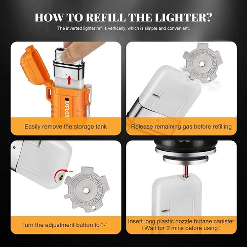 SAMNIU Torch Lighter, Double Jet Flame, Waterproof, Windproof, Refillable Butane Gas Lighters for Survival, Camping, Hiking, Grill in Kuwait