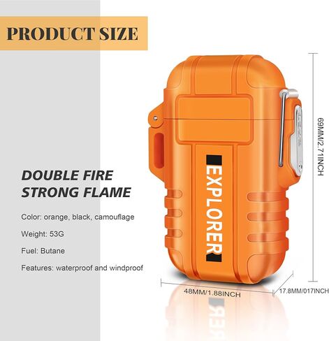 SAMNIU Torch Lighter, Double Jet Flame, Waterproof, Windproof, Refillable Butane Gas Lighters for Survival, Camping, Hiking, Grill in Kuwait