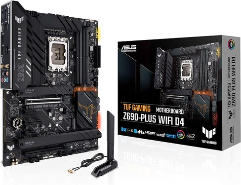 ASUS TUF Gaming Z690-Plus WiFi LGA 1700 (Intel 12th Gen) ATX Gaming Motherboard (PCIe 5.0، DDR5، 4xNVMe SSD، 14+2 مرحلتي الطاقة، واي فاي 6، 2.5GB LAN، USB 3.2 Gen 2 USB-C Port، Thunderbolt 4) in Kuwait