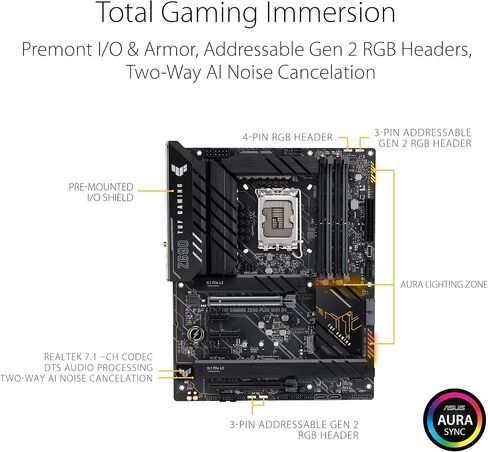 ASUS TUF Gaming Z690-Plus WiFi LGA 1700 (Intel 12th Gen) ATX Gaming Motherboard (PCIe 5.0، DDR5، 4xNVMe SSD، 14+2 مرحلتي الطاقة، واي فاي 6، 2.5GB LAN، USB 3.2 Gen 2 USB-C Port، Thunderbolt 4) in Kuwait