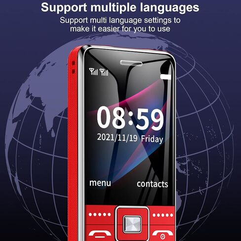 Hilitand G600 Unlocked Mobile Phone for Senior Big Cell Phone 2G, 6800mAh, SOS , Flashlight, Dual SIM, Voice, 2.4" Screen for Older People(Red) in Saudi Arabia