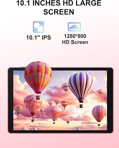 BAKEN 10 Inch Tablet, Android 12 Tablets, 4(2+2) GB RAM, 32GB ROM, 1280x800 IPS HD Touchscreen, Quad Core Processor, GMS, WiFi 6, 6000mAh Battery, Bluetooth Tablet PC, Dual Camera, Games(Pink) in Saudi Arabia