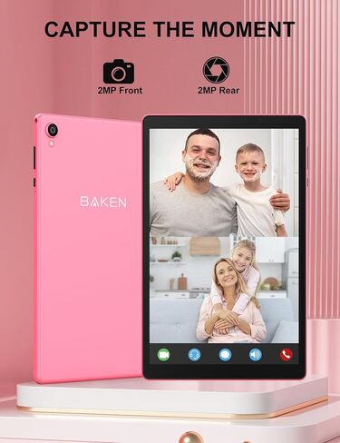 BAKEN 10 Inch Tablet, Android 12 Tablets, 4(2+2) GB RAM, 32GB ROM, 1280x800 IPS HD Touchscreen, Quad Core Processor, GMS, WiFi 6, 6000mAh Battery, Bluetooth Tablet PC, Dual Camera, Games(Pink) in Saudi Arabia