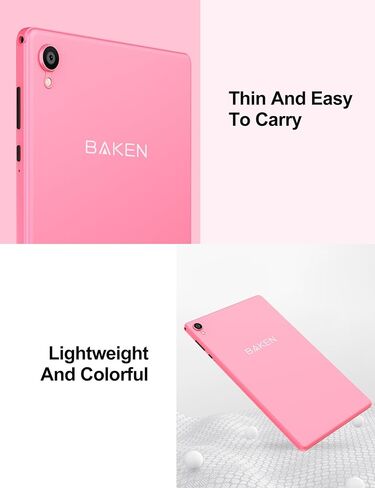 BAKEN 10 Inch Tablet, Android 12 Tablets, 4(2+2) GB RAM, 32GB ROM, 1280x800 IPS HD Touchscreen, Quad Core Processor, GMS, WiFi 6, 6000mAh Battery, Bluetooth Tablet PC, Dual Camera, Games(Pink) in Saudi Arabia