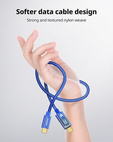 SUPERV Smart LED Nylon Braided Sync Charge USB C to USB C Data 3.3ft/100cm White Cable in Saudi Arabia