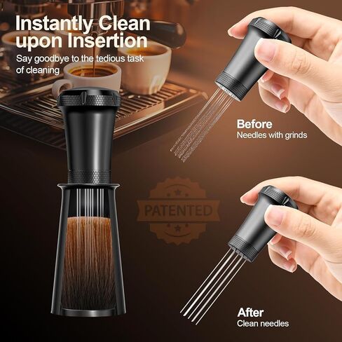 WDT Espresso Stirrer, Espresso Distribution Tool with Self Cleaning Brush, 10 x 0.35mm WDT Needles and Extra 10 Needles for Espresso Distributor, Aluminum Handle with Stand for Barista in Saudi Arabia