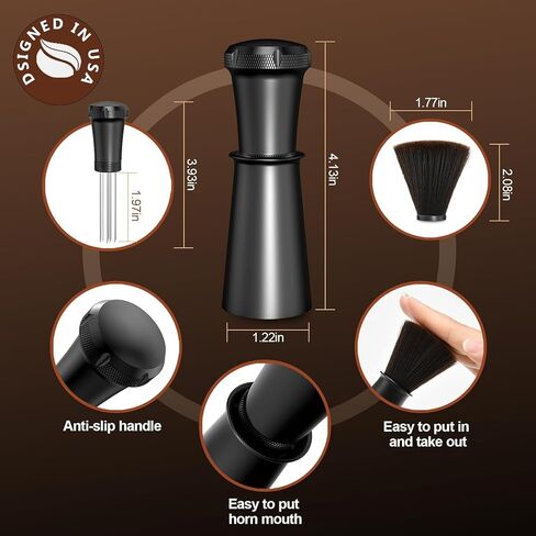 WDT Espresso Stirrer, Espresso Distribution Tool with Self Cleaning Brush, 10 x 0.35mm WDT Needles and Extra 10 Needles for Espresso Distributor, Aluminum Handle with Stand for Barista in Saudi Arabia