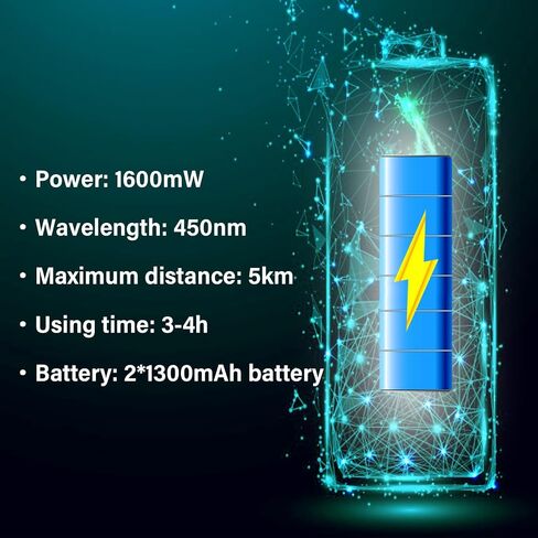 XBEAR مصباح يدوي طويل المدى باللون الأزرق، مدى طويل 10000 ياردة، قابل لإعادة الشحن عبر USB in Saudi Arabia