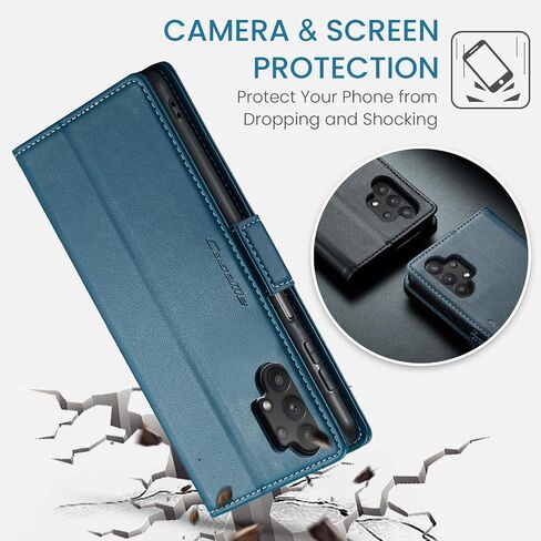 Samsung Galaxy A32 5G/M32 5G Wallet Case with [RFID Blocking] Card Holder Magnetic Kickstand,Leather Flip Protective Case Wallet for Samsung Galaxy A32 5G/M32 5G 6.5 Inch -Blue in Kuwait