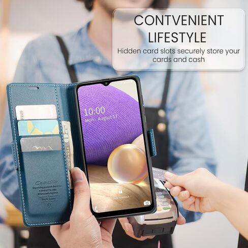Samsung Galaxy A32 5G/M32 5G Wallet Case with [RFID Blocking] Card Holder Magnetic Kickstand,Leather Flip Protective Case Wallet for Samsung Galaxy A32 5G/M32 5G 6.5 Inch -Blue in Kuwait