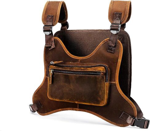 Thick Crazy horse Leather Triangle Crossbody Sling Chest Bag Travel One Shoulder Bag Daypack For Men Male 3028 in Saudi Arabia