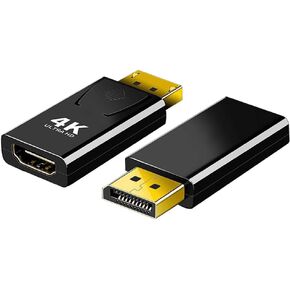 RIIPOO DisplayPort to HDMI Adapter 4K, [2-Pack] Uni-Directional DP to HDMI Monitor Converter 4K@30 2K@120Hz Male to Female, Compatible with Dell, Lenovo, HP, NVIDIA, AMD