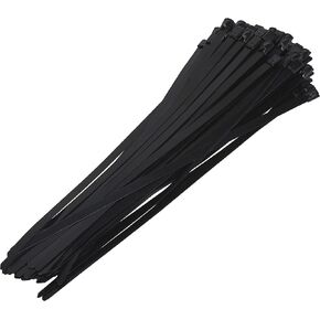 10" Supreme Black Polyester Coated 316 Stainless Steel Cable Zip Ties, 300 lb, (100 Piece)