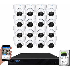 نظام كاميرا GW Security 16 قناة 4K NVR 8MP AI للكشف عن الإنسان والمركبات مع ميكروفون 16 UHD 4K 2160P PoE خارجي/داخلي مقاوم للماء IP Security Turret (أبيض) in Kuwait