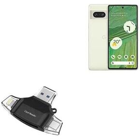 BoxWave Smart Gadget Compatible with Google Pixel 7 - AllReader SD Card Reader, microSD Card Reader SD Compact USB - Jet Black