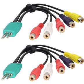 3.5mm and 2.5mm to RCA Audio Video Adapter Cable 3.5mm Male +2.5mm Male to 5 RCA Female Plug AV Component Adapter Cable Replacement for TV Adapter for Sam-Sung LED LCD TV[2PCS-20cm/8inch]