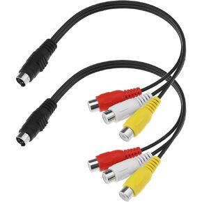Create idea 2PCS 4 Pin S-Video to 3 RCA AV Female Cable for TV/HDTV Camcorder CD Player VCR DVR PVR DVD Player Set-Top-Box PC Laptop TV 0.3m