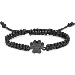 Cremation Bracelet for Pets Ashes,Dog Paw Pendant Bangle Stainless Steel Memorial Urn Jewelry,Dog Urns for Ashes,Pet Memorial (Black)
