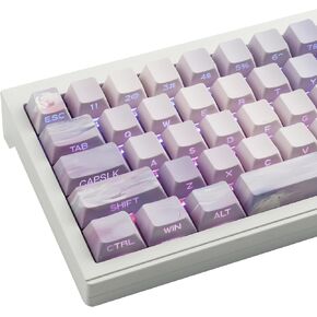 JOMKIZ PBT Keycaps,129 Keys Dye Sublimation Cherry Profile Keycaps Side Engraved Transparent Keycap Set for Cherry MX Switches ASIN/ISO Layout Mechanical Keyboards
