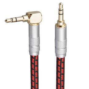 Audiophile High Purity Copper Aux Audio Cable 3.5mm Male to 3.5mm Male Audio Auxiliary Cord Gold-Plated Stereo HiFi Adapter Cable (Straight to Right Angle, 3.2ft/1m)