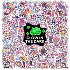 54 Pcs Cute Animal Stickers for Kids Glow in The Dark, Waterproof Sticker for Water Bottle, Vinyl Laptop Decals for Teens Girls Boys, Students Classroom Prizes Sticker Pack