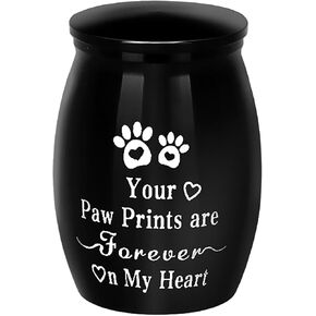 Small pet urn Pet Memorial Urn for Cat and Dog Ashes Pet Ashes Souvenir with paw Prints Pet Cremation Commemorative urn (White)