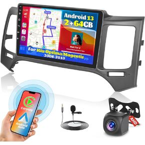 for Kia Optima/Magentis 2008-2010【2+64GB】 Android 13 Car Stereo with Wireless Carplay Android Auto, 9" Touch Screen Radio Dash Kit GPS Navigation WiFi Bluetooth SWC Mic Backup Camera