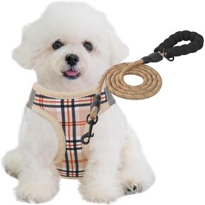 MoNiBloom No Pull Dog Harness w/Leash Set, Reflective Soft Puppy Padded Vest for Walking, Training, Easy to Put on Small Dogs - Purple, S