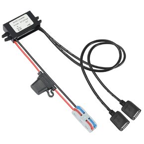 DC Step Down Adapter Regulator 12V or 24V 8V-32V to 5V 3A Buck Converter Regulator with 2 USB AF 34 CM Cable for CNC Switch Photovoltaic Panel etc