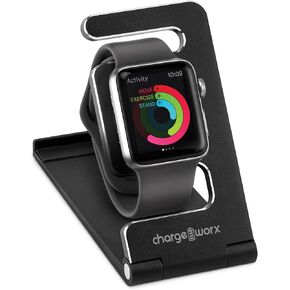 حامل شاحن قابل للطي لساعة Apple والساعة الذكية، حامل هاتف مزدوج الاستخدام وقاعدة رفع الكمبيوتر اللوحي الصغيرة متوافقة مع iPad Mini، ملحق سفر بحجم الجيب - الشاحن غير متضمن
