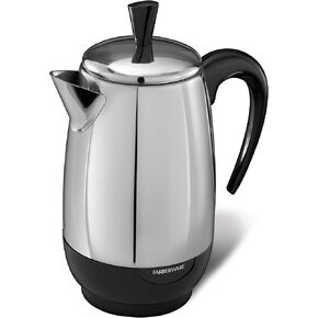 Spectrum Brands Farberware 8-Cup Percolator, Stainless Steel, FCP280, Black