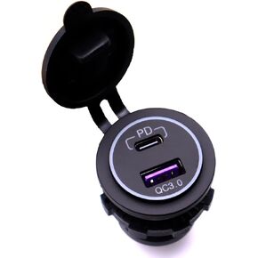 USB C Car Charger Socket, AWADUO 12V/24V Quick Charge 3.0 + PD Socket Waterproof Compatible with iPhone 13 12 11 Pro Max XS