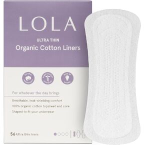 LOLA Ultra Thin Liners, 108 Count - Cotton Panty Liners for Women, Hypoallergenic Pads for Women, HSA FSA Approved Products Feminine Care