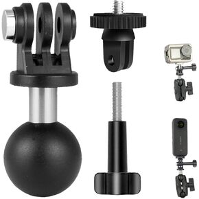 Universal 1" Ball Mount Adapter for Gopro Hero 13/12/11/10/Max Insta360 X4/X3/One/GO DJI Action4/3 Pocket3 Action Camera Compatible with RAM Mounts B Size Double Socket Arm 1 Inch Ball Adapter