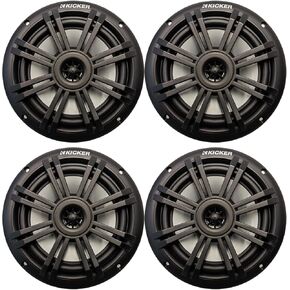 KICKER 6.5" 150 Watt Peak Power 2-Way Marine OEM Replacement Black Boat Audio Speakers (Qty 4)