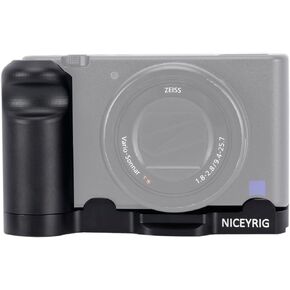 NICEYRIG L-Shape Grip for Sony ZV-1 II Vlog Vlogging Camera, Black Extension Bracket with Quick Release Plate for ARCA Style - 594