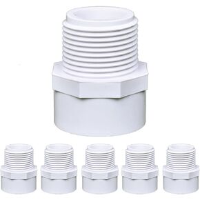 PVC Male Adapter 1-1/4 Inch (4-Pack), Pipe Fittings (Socket x Male Pipe Thread) - Fits 1-1/4 Inch Sch.40 PVC Pipes