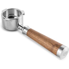 Espresso Portafilter | 54mm Bottomless portafilter with 3 Ear | Suitable for 54mm Breville/Sage Barista Espresso Machine | with Walnut Handle and Stainless Steel Single Wall Basket