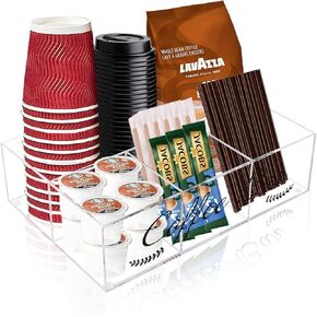Acrylic Coffee Organizer Station For Countertop, Coffee Bar Accessories Organizer,Coffee Pod Holder Storage For Coffee Creamer, Syrup,Condiment,Tea, Coffee Bar Set Up,Coffee Stand For Home Office