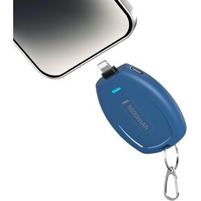 LCLEBM Portable Keychain Charger for iPhone, 1600mAh Mini Emergency Power Bank Ultra-Compact External Battery Pack Portable Key Charger for iPhone 14/13/12/11/X/8/7/6S/SE/iPod Touch/Airpods (Black)