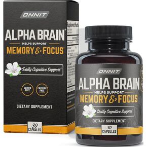 ONNIT Alpha Brain Premium Nootropic Brain Supplement, 90 Count, for Men & Women - Caffeine-Free Focus Capsules for Concentration, Brain & Memory Support - Brain Booster Cat's Claw, Bacopa, Oat Straw