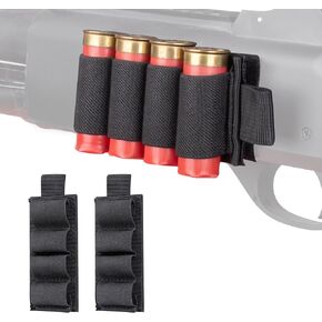 12/20 Gauge Shotgun Shells Holder Loops,2 Pack 4 Round Shogun Ammo Holder Side Saddle with Adhensive Back Stickers for Outdoor Hunting Quick Change of Ammunition